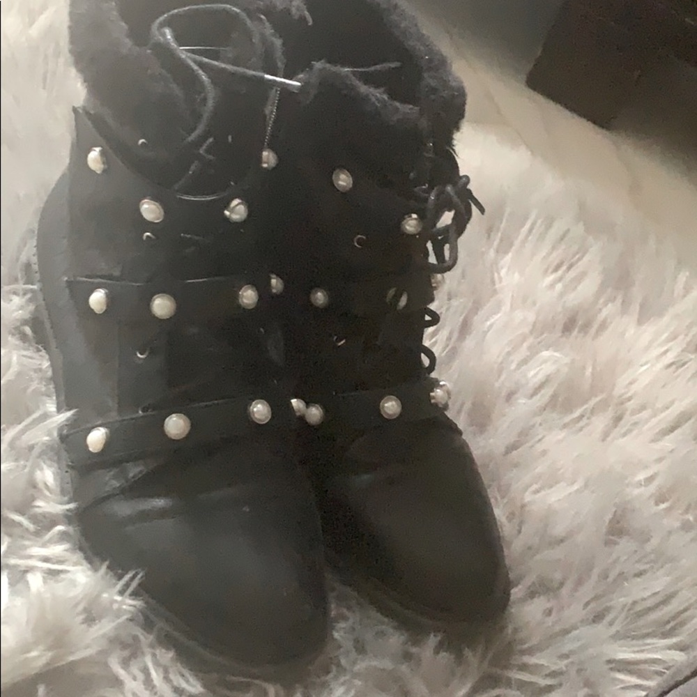 Vince Camuto black with pearl  boots